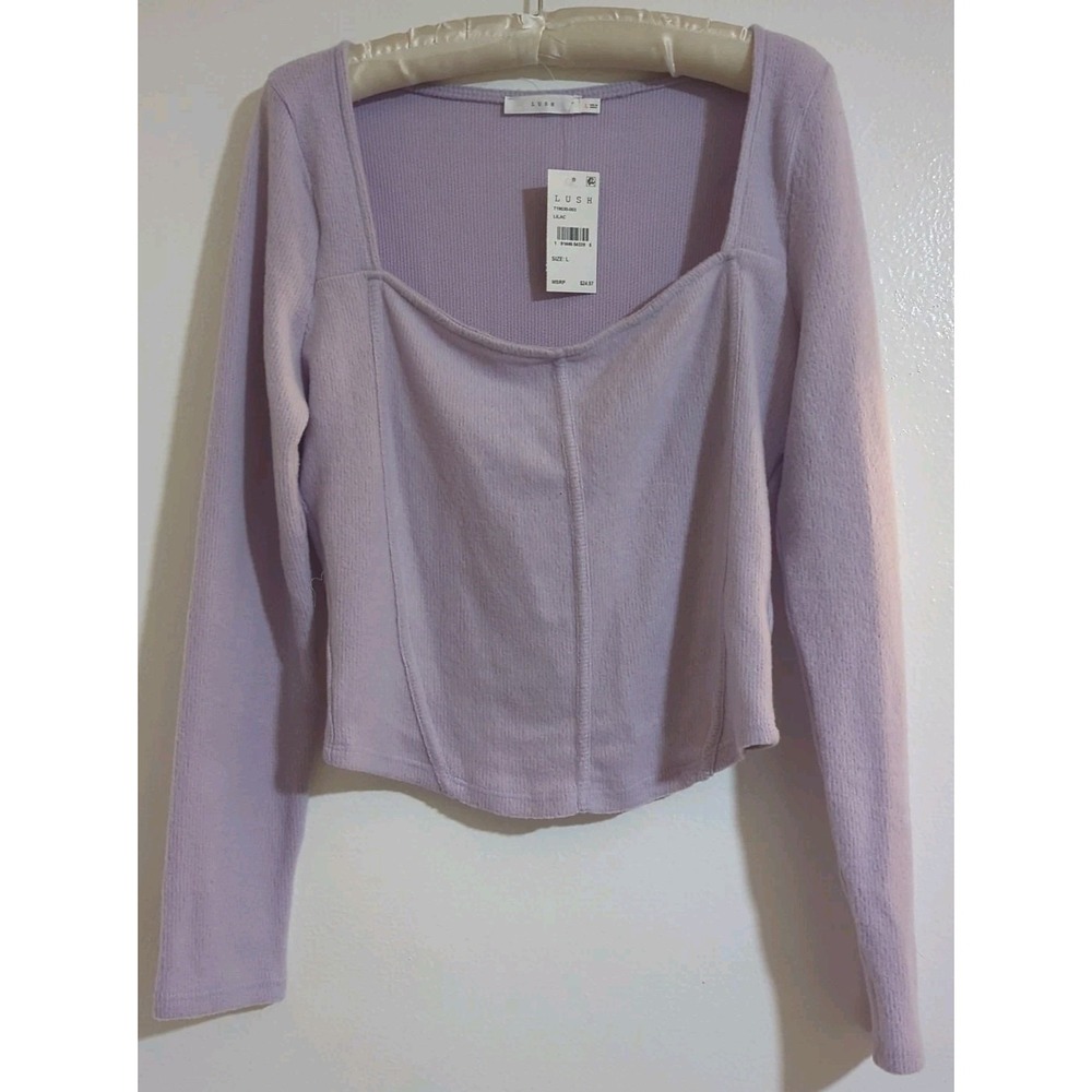 NWT Lush Crop Sweater Women's L Lilac Polyester‎ Blend Super Soft